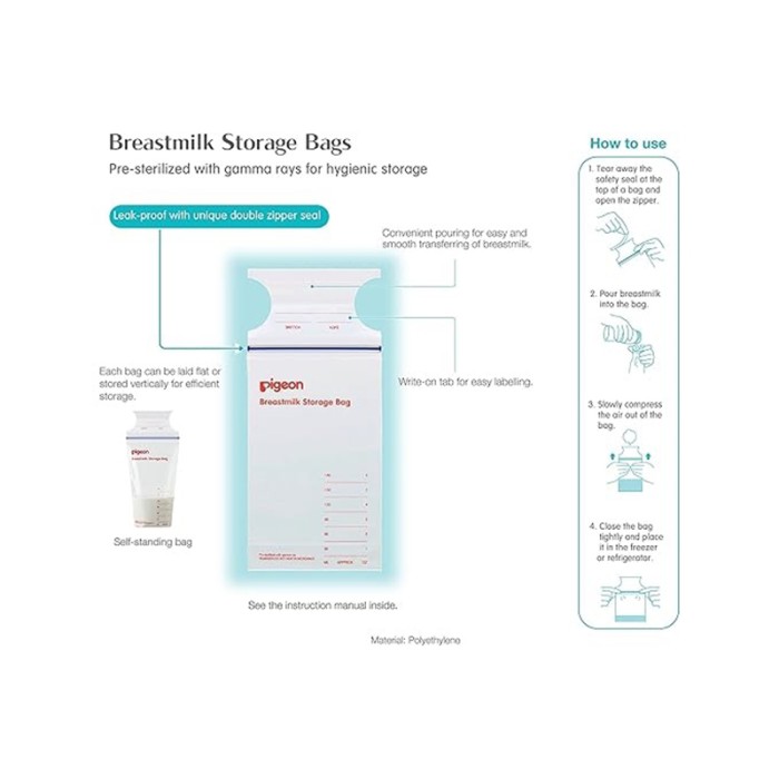 Pigeon Breast Milk Storage Bags 180ml 25bags