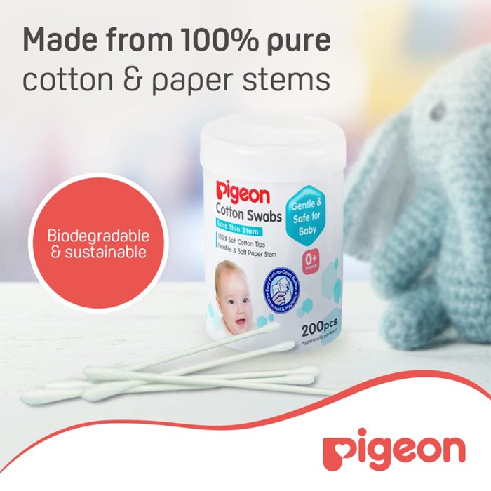 Pigeon Cotton Swabs Extra Thin Paper Stem 200 26546
