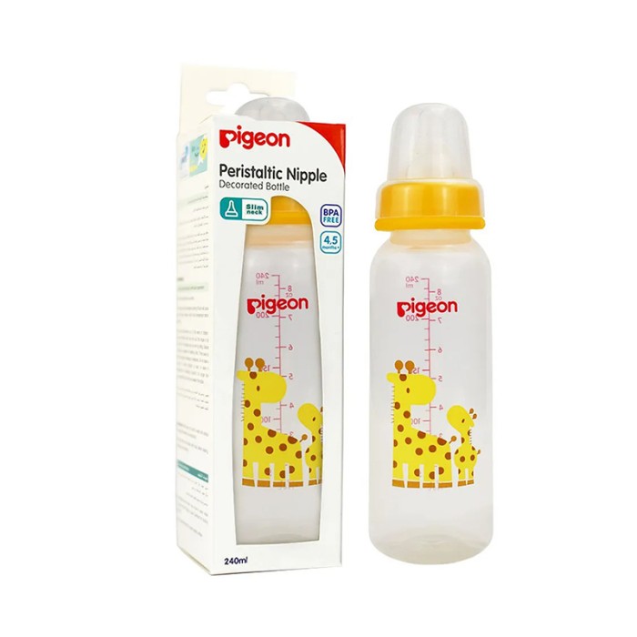 Pigeon Decorated Plastic Giraffee Bottle 240ml Animals