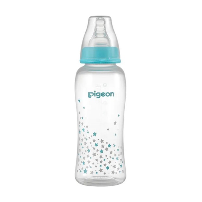 Pigeon Flexible Streamline Plastic Blue Bottle Decorated 250ml