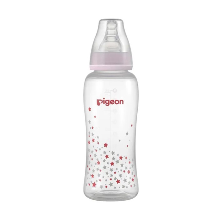 Pigeon Flexible Streamline Plastic Pink Bottle Decorated 250ml