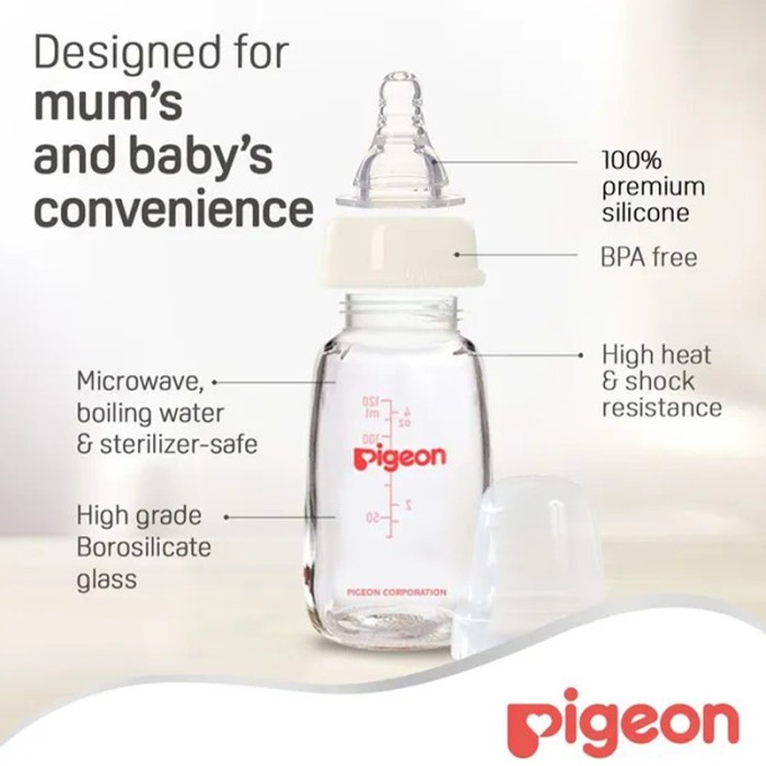 Pigeon Glass Feeding Bottle K 4 120ml Transparent Cap