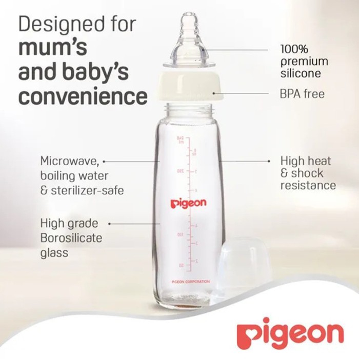 Pigeon Glass Feeding Bottle K 8 240ml Transparent Cap