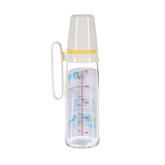 Pigeon Glass Feeding Yellow Bottle With Handle 240ml