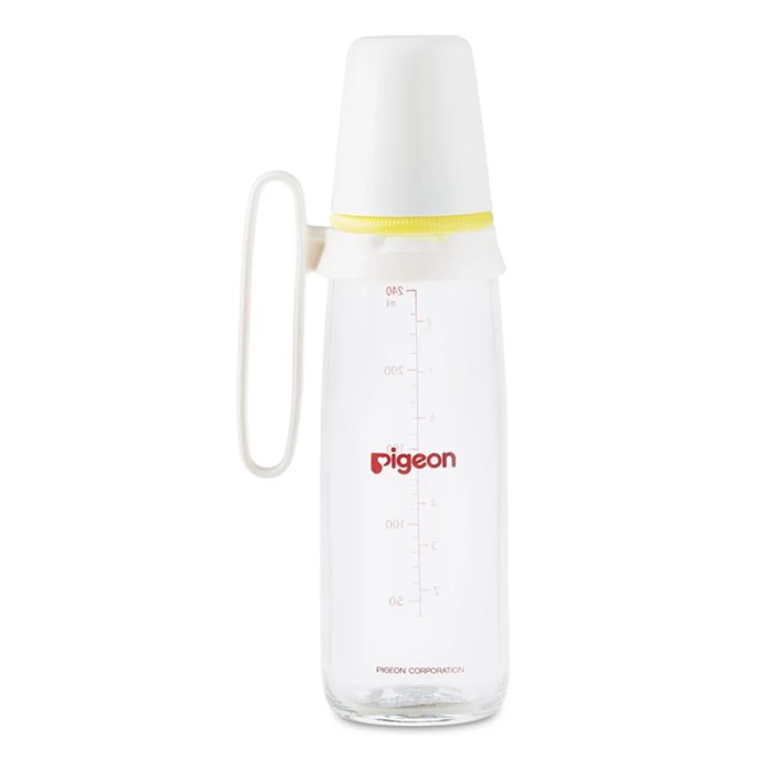 Pigeon Glass Feeding Yellow Bottle With Handle 240ml