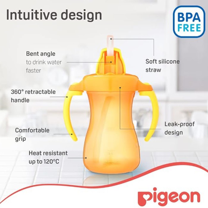 Pigeon Petite Straw Bottle orange Hanging Type 150ml