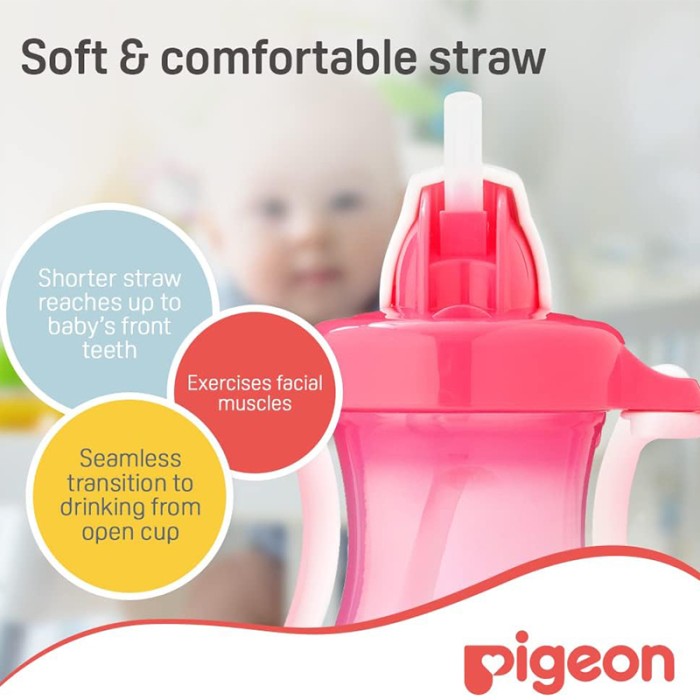 Pigeon Petite Straw Bottle Pink Hanging Type 150ml