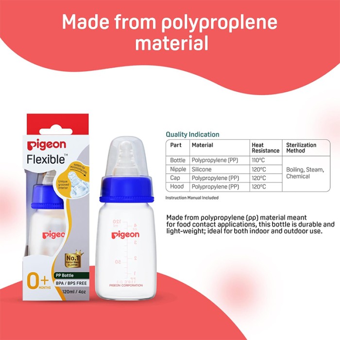 Pigeon Plastic Feeding Blue Bottle 120ml Transparent Cap