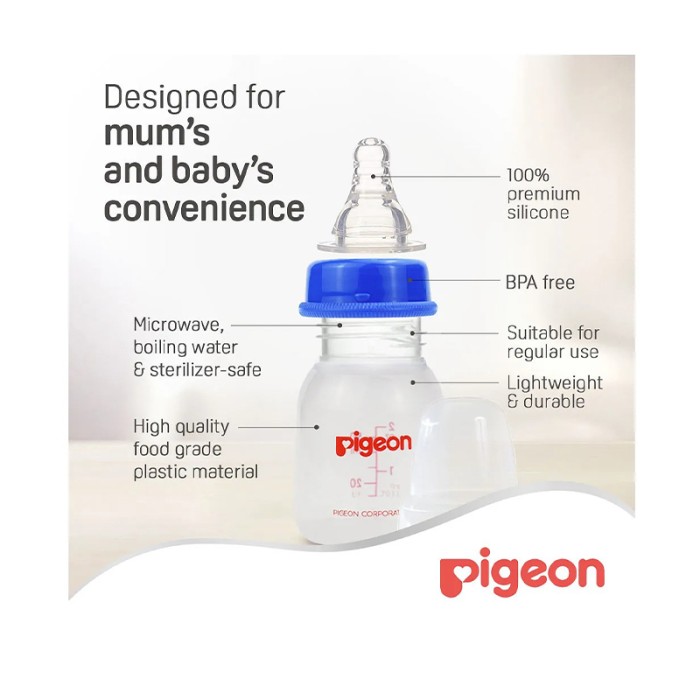 Pigeon Plastic Feeding Blue Bottle 50ml Transparent Cap