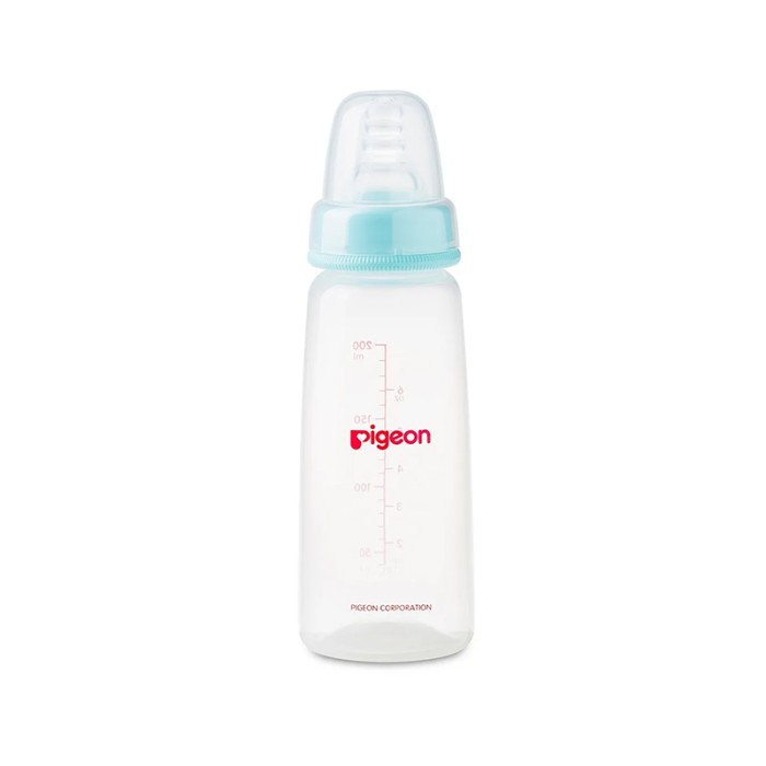 Pigeon Plastic Feeding Pale Blue Bottle 200ml Transparent Cap