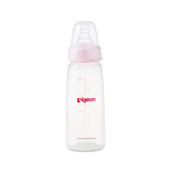 Pigeon Plastic Feeding Pink Bottle 200ml Transparent Cap