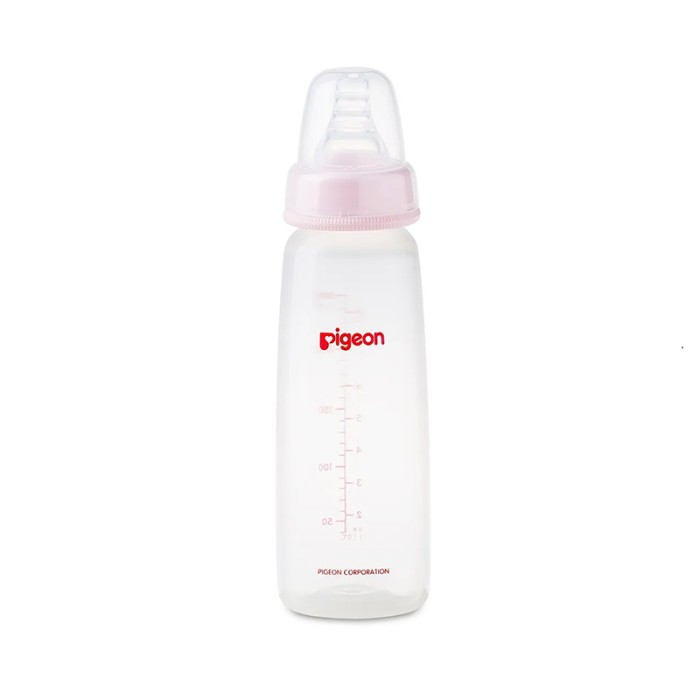 Pigeon Plastic Feeding Pink Bottle 240ml Transparent Cap