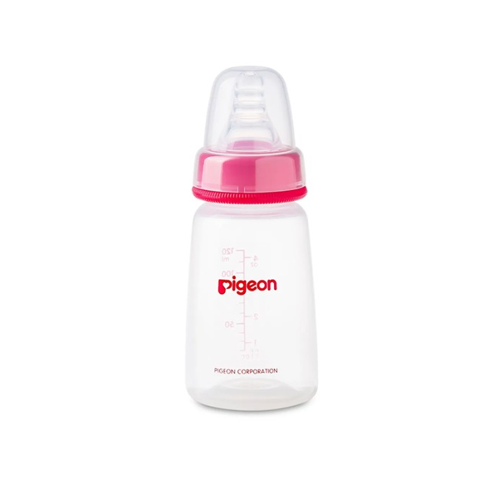 Pigeon Plastic Feeding Red Bottle 120ml Transparent Cap