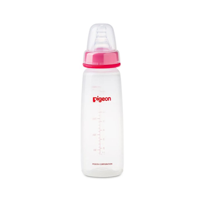 Pigeon Plastic Feeding Red Bottle 240ml Transparent Cap
