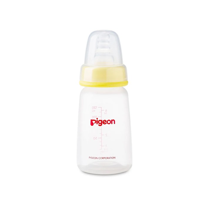 Pigeon Plastic Feeding Yellow Bottle 120ml Transparent Cap
