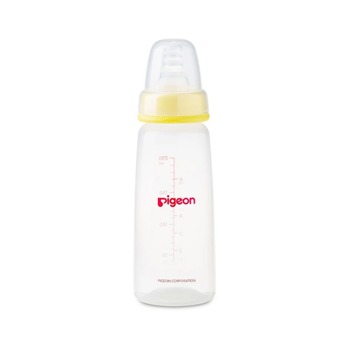 Pigeon Plastic Feeding Yellow Bottle 200ml Transparent Cap