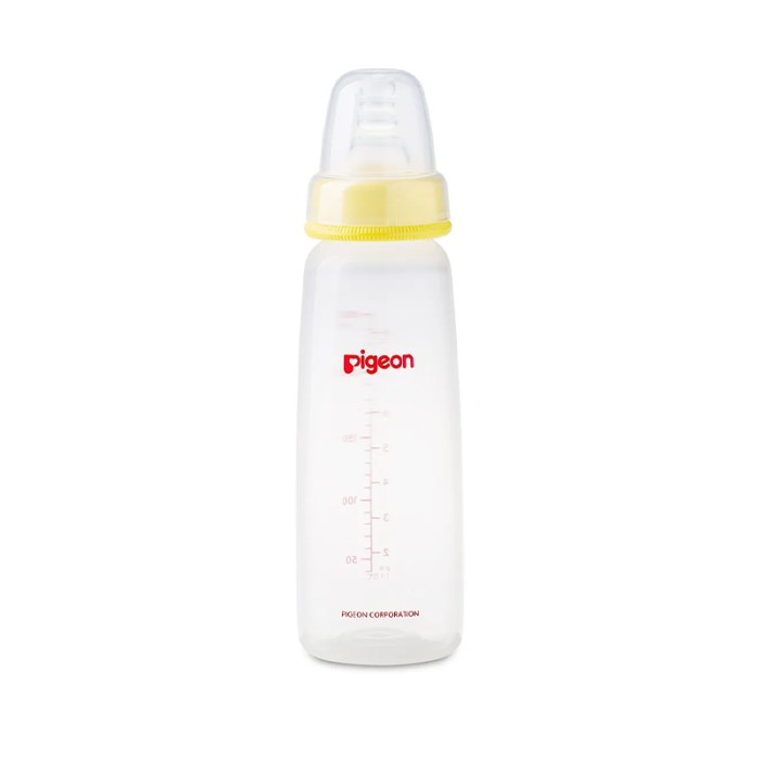 Pigeon Plastic Feeding Yellow Bottle 240ml Transparent Cap