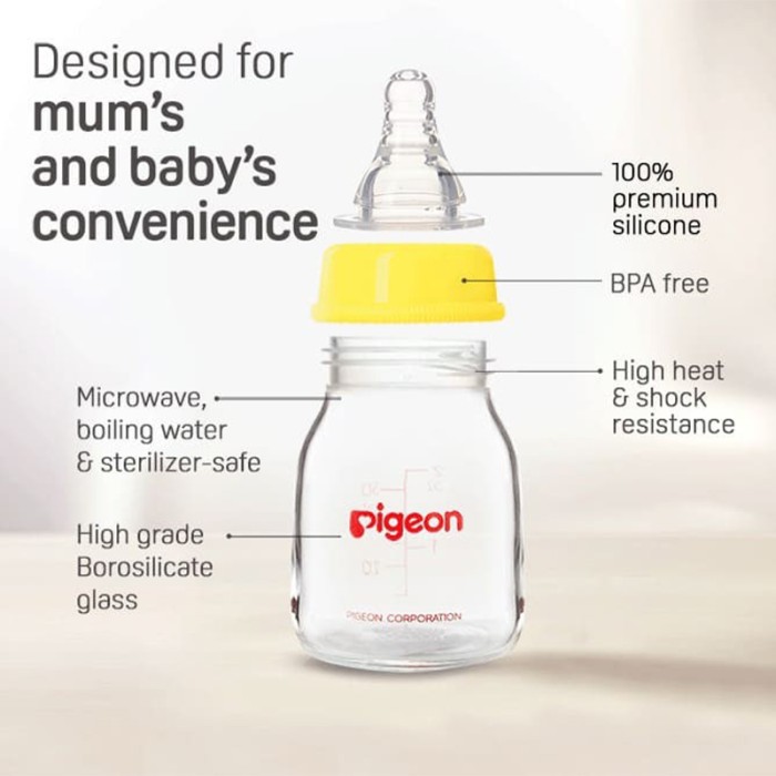 Pigeon Plastic Feeding Yellow Bottle 50ml White Cap