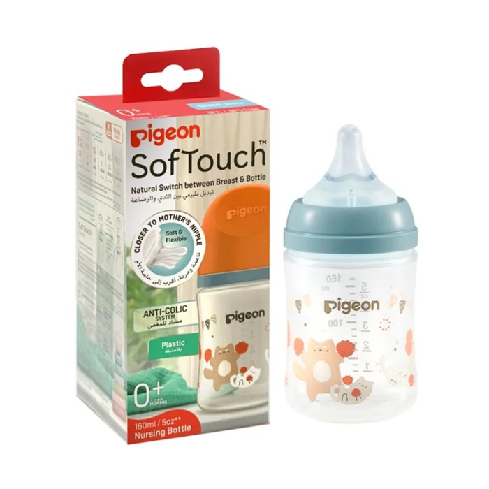 Pigeon Softtouch WN Decorated Cat Plastic Bottle 160ml