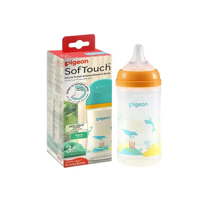 Pigeon Softtouch WN Decorated Dolphin Plastic Bottle 240ml