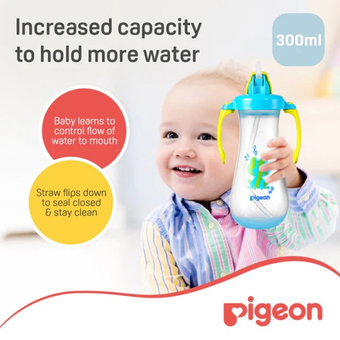 Pigeon Tall Straw Bottle Blue