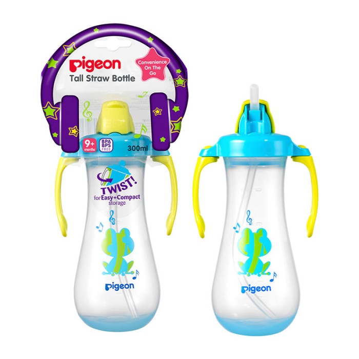 Pigeon Tall Straw Bottle Blue