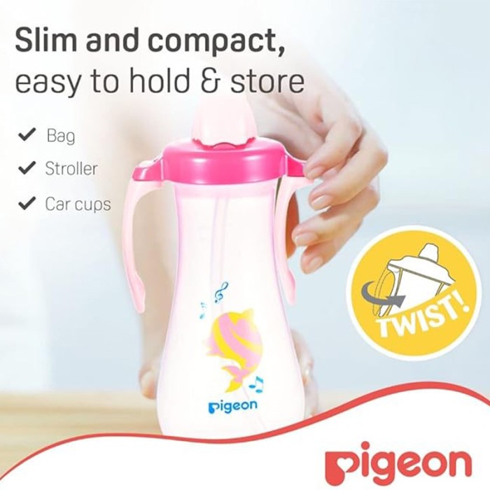 Pigeon Tall Straw Bottle Pink