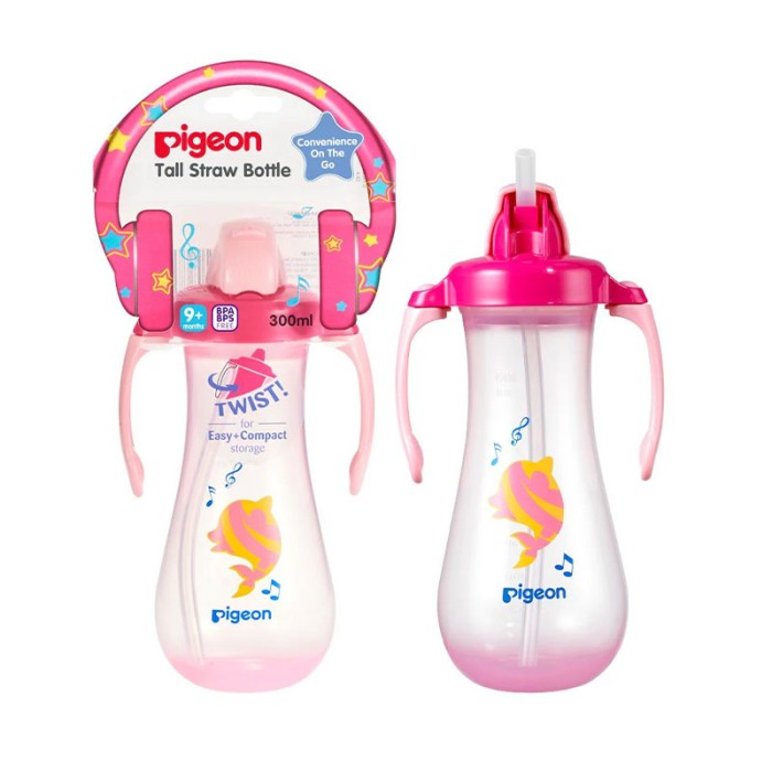 Pigeon Tall Straw Bottle Pink