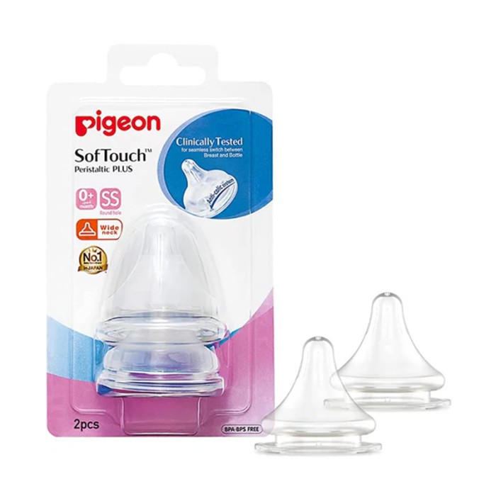 Pigeon Wide Neck Peristaltic Plus Nipple S 2Pc Blister