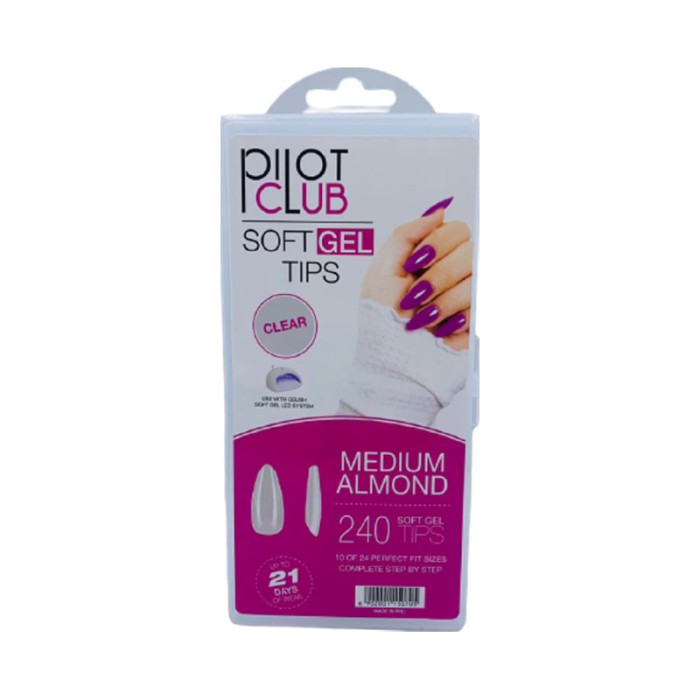 Pilot Club Medium Almond Tips 240 Pcs - Clear