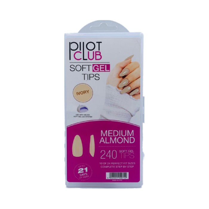 Pilot Club Medium Almond Tips 240 Pcs - Ivory