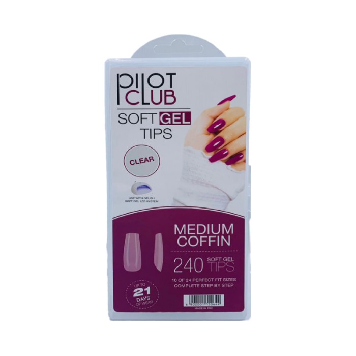 Pilot Club Medium Coffin Tips 240 Pcs - Clear