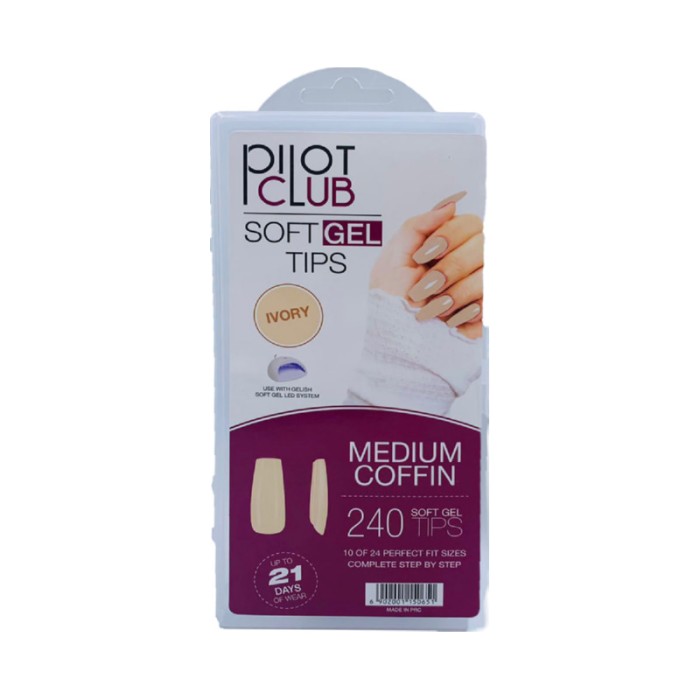 Pilot Club Medium Coffin Tips 240 Pcs - Ivory
