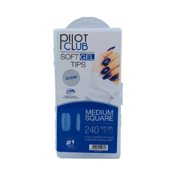 Pilot Club Medium Square Tips 240 Pcs - Clear