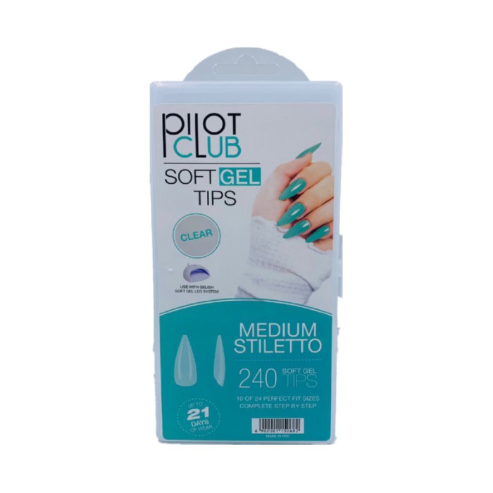 Pilot Club Medium Stiletto Tips 240 Pcs - Clear