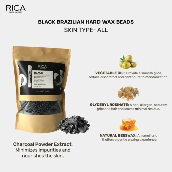 Rica Cosmetics Black Brazilian Hard Wax Beads 800gm