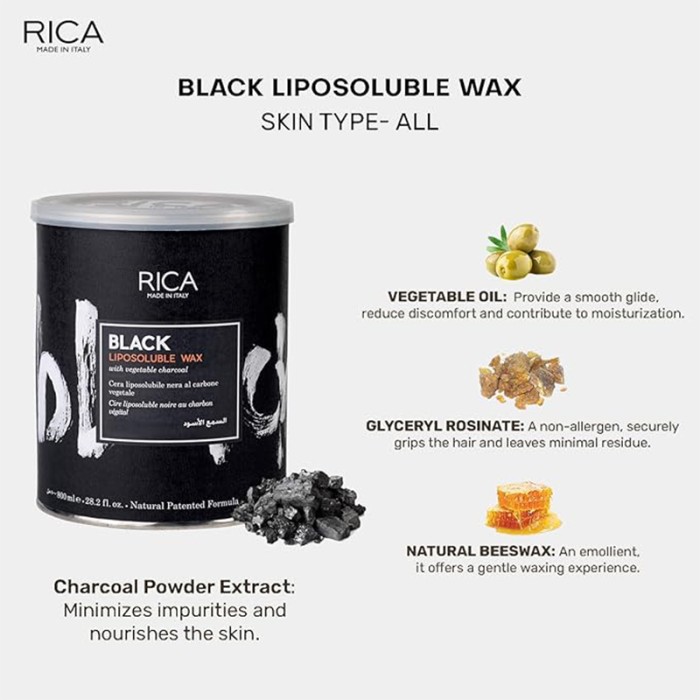 Rica Cosmetics Black Liposoluble Wax 800ml