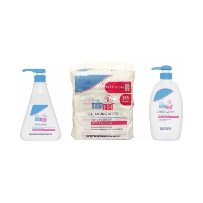 Sebamed Baby Shampoo 500ml, Wet Wipes 288 Pcs And Baby Wash 400ml