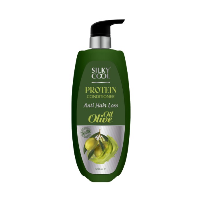 Silky Cool Anti-Hair Loss Conditioner with Protein, Olive Oil & Black Seed – Sulfate-Free Nourishing Formula with Coconut Oil & Milk Protein  250ml & 500ml