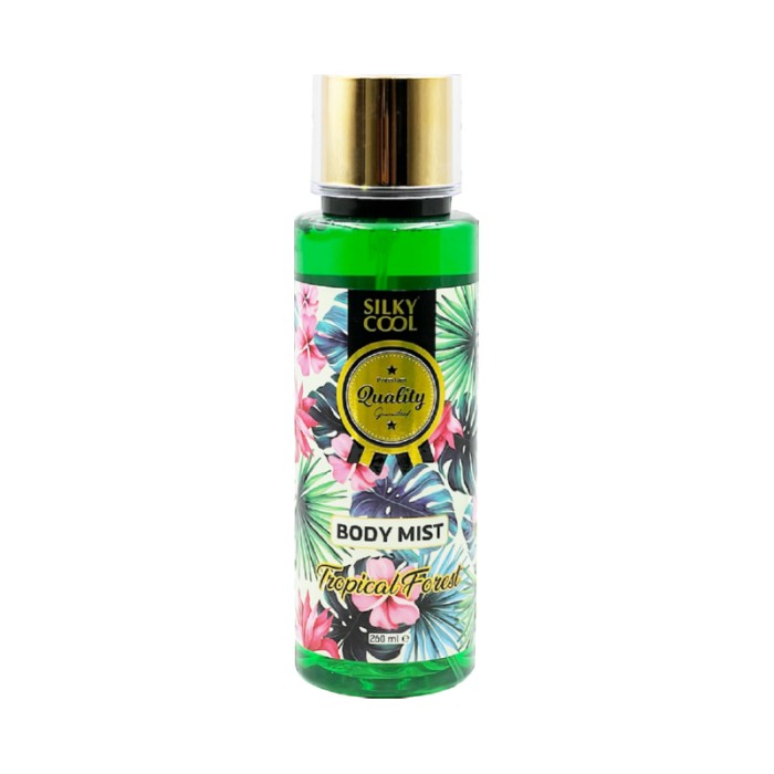 Silky Cool Body Mist 260ml – Refreshing Everyday Fragrance in Tropical Forest, Rosa Damascena, Oriental Dream, Night Story & Just Pink Scents