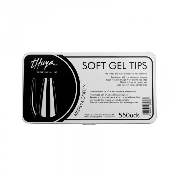 Thuya Soft Gel Tips, Medium Coffin (550U)