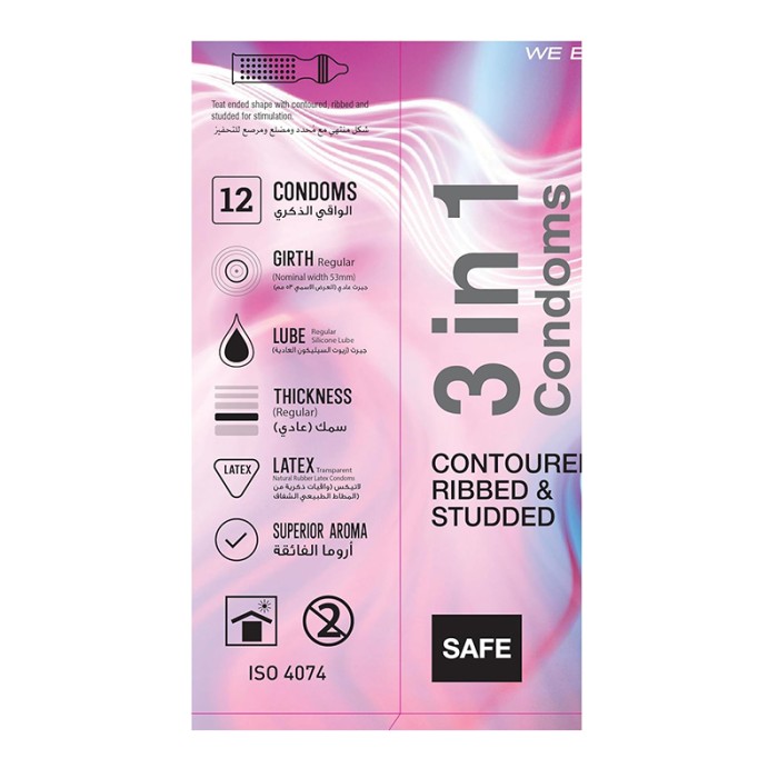 WOLAID 3 In 1 Condoms 12Pcs