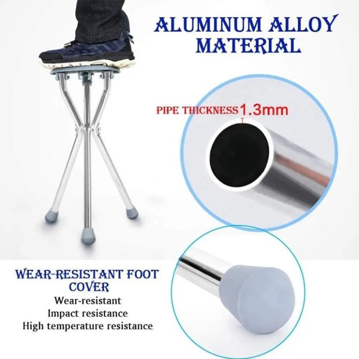WOLAID Folding Seat Cane With Comfortable Round Handle