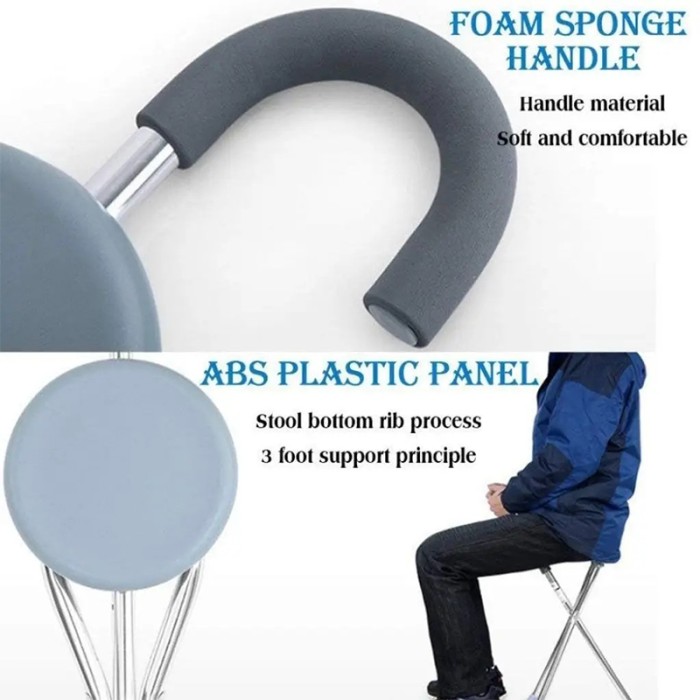 WOLAID Folding Seat Cane With Comfortable Round Handle