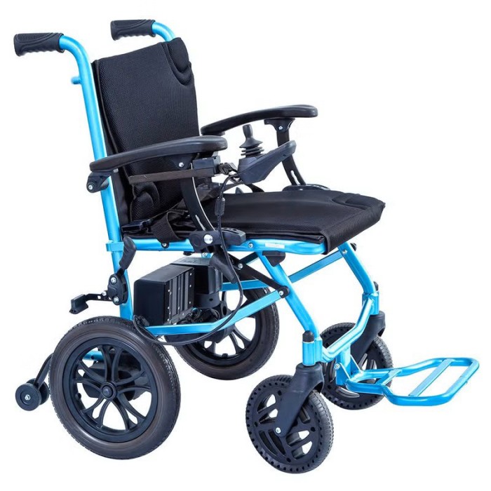 WOLAID Light Weight Electric Wheelchair Foldable Blue