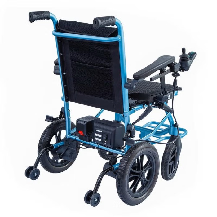 WOLAID Light Weight Electric Wheelchair Foldable Blue