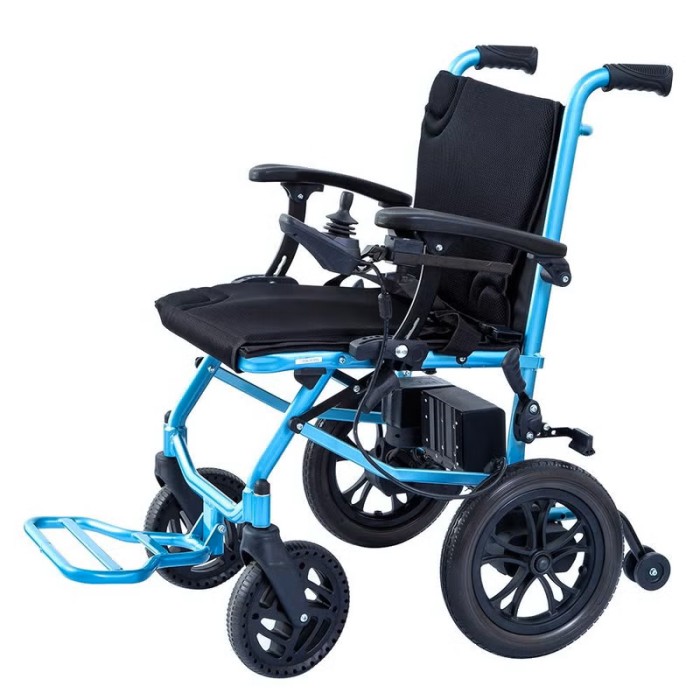 WOLAID Light Weight Electric Wheelchair Foldable Blue