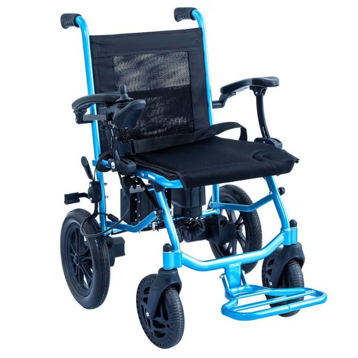 WOLAID Light Weight Electric Wheelchair Foldable Blue