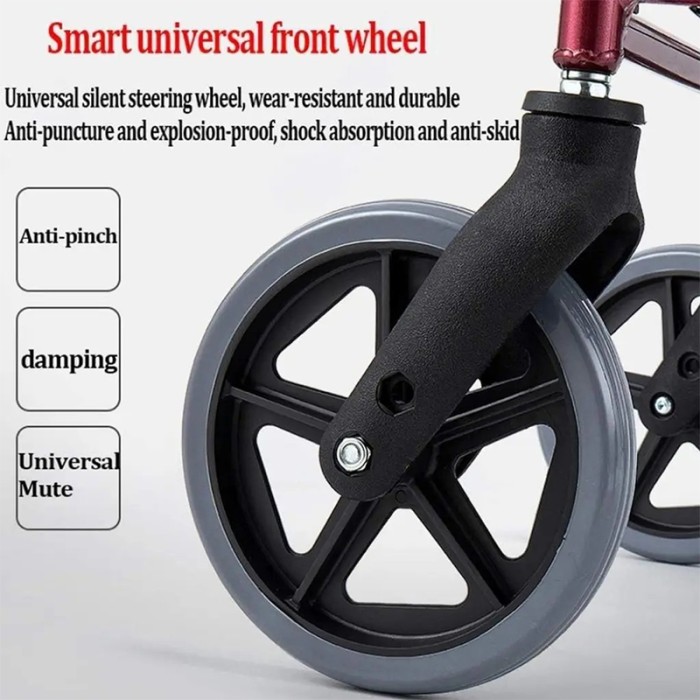 WOLAID Rollator Aid Elderly Folding Walker With Seat