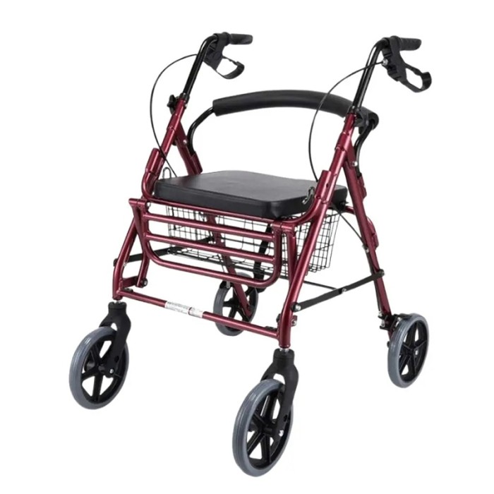 WOLAID Rollator Aid Elderly Folding Walker With Seat